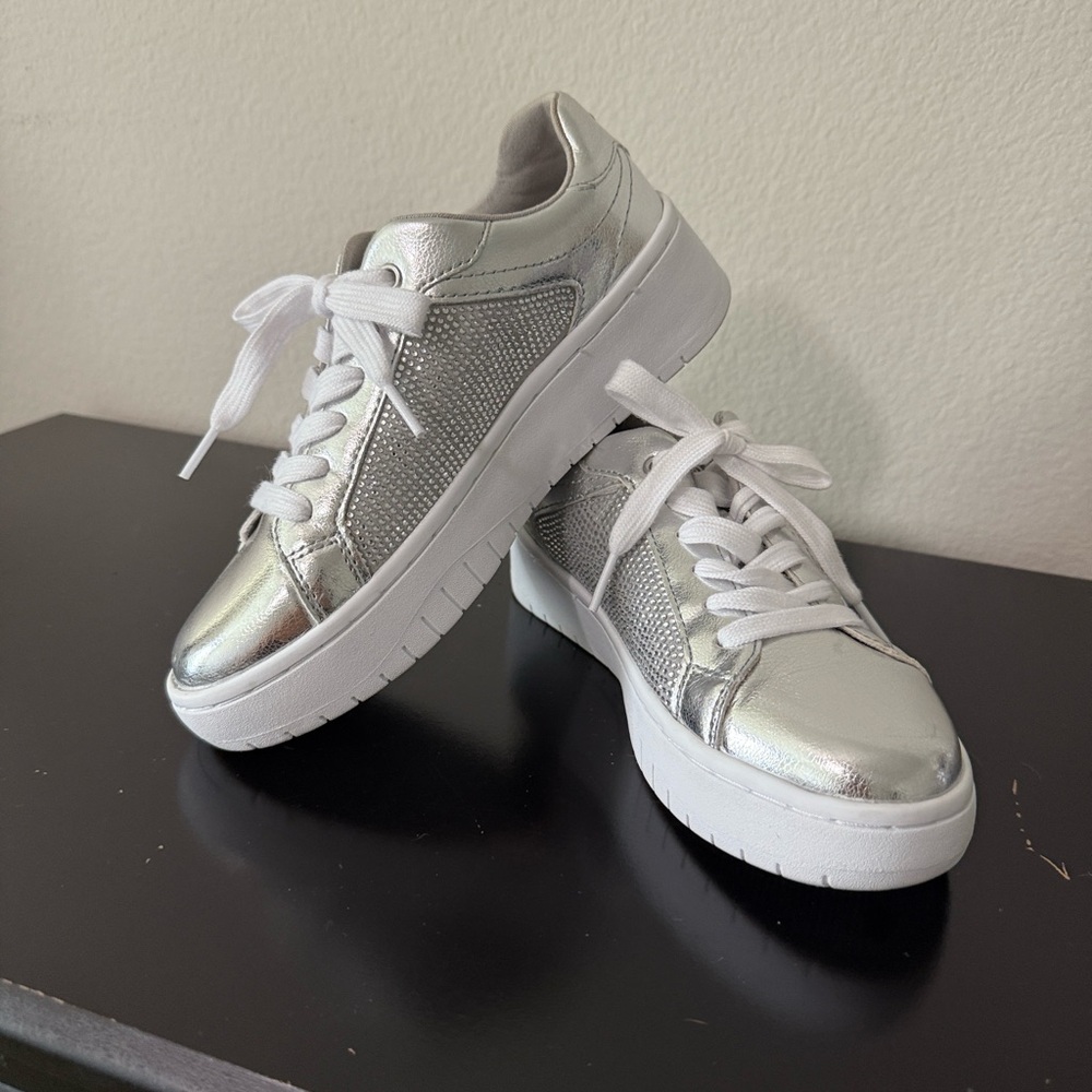 Guess Metallic Silver Sneakers with White Soles